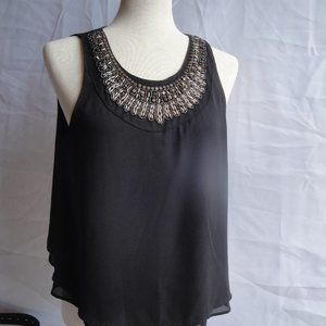 Stoosh Tank--Black with super cute beading--M